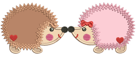 Two Hedgehogs In Love Applique Machine Embroidery Design Digitized Pattern