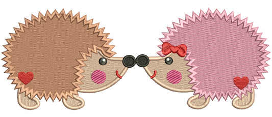 Two Hedgehogs In Love Filled Machine Embroidery Design Digitized Pattern