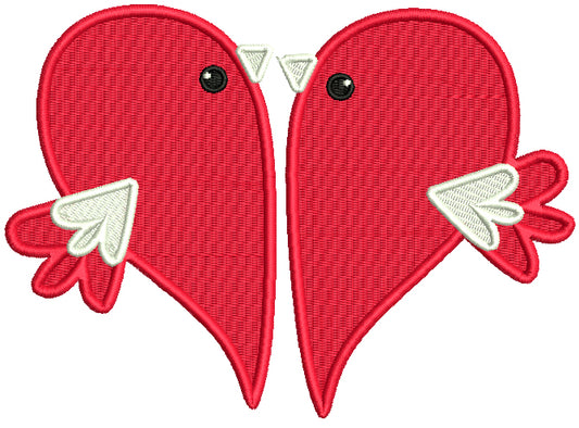 Two Love Birds Filled Machine Embroidery Design Digitized Pattern
