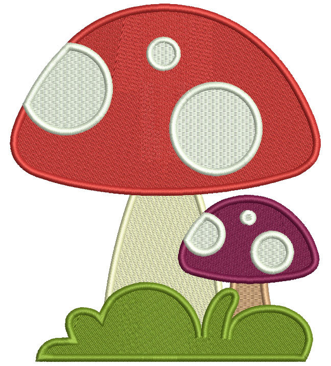 Two Mushrooms Filled Machine Embroidery Design Digitized Pattern