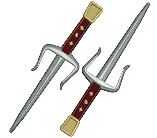 Two Swords Applique Machine Embroidery Digitized Design Pattern