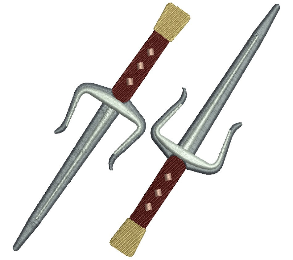 Two Swords Filled Machine Embroidery Digitized Design Pattern
