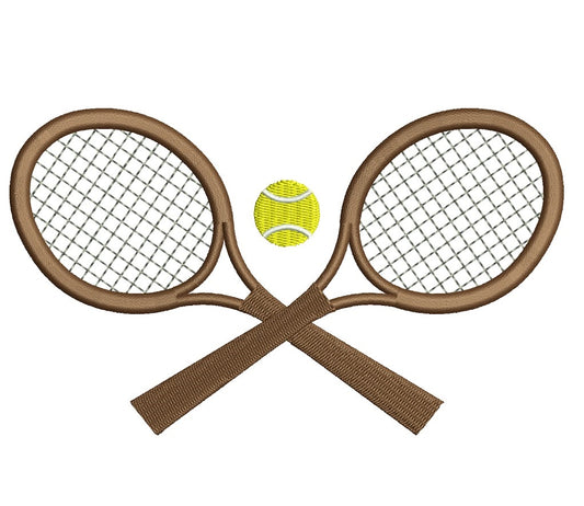 Two Tennis Rackets with a ball Filled Machine Embroidery Digitized Design Pattern