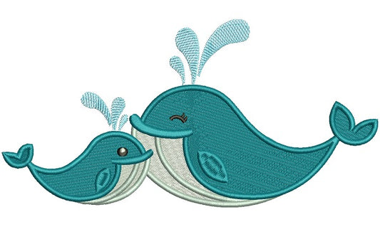 Two Whales Filled Machine Embroidery Design Digitized Pattern