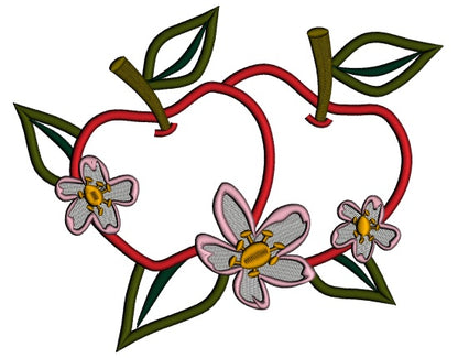 Two apples Applique Machine Embroidery Design Digitized Pattern