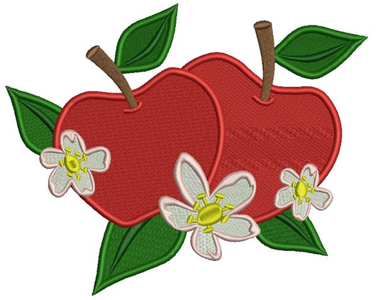 Two apples Filled Machine Embroidery Design Digitized Pattern