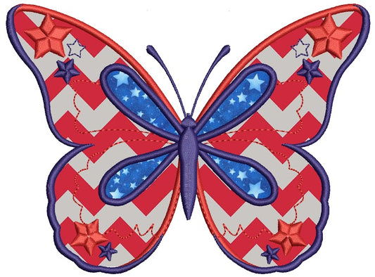 USA Patriotic 4th of July (Independence Day) Butterfly Applique Machine Embroidery Digitized Design Pattern -Instant Download- 4x4,5x7,6x10