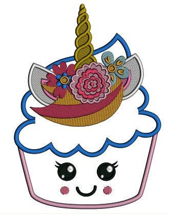 Unicorn Cupcake Applique Machine Embroidery Design Digitized Pattern