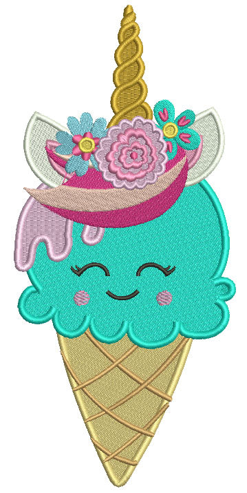 Unicorn Ice Cream Filled Machine Embroidery Design Digitized Pattern