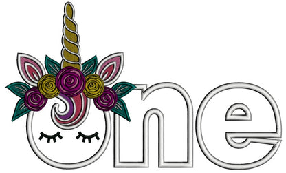 Unicorn First Birthday Applique Machine Embroidery Design Digitized Pattern