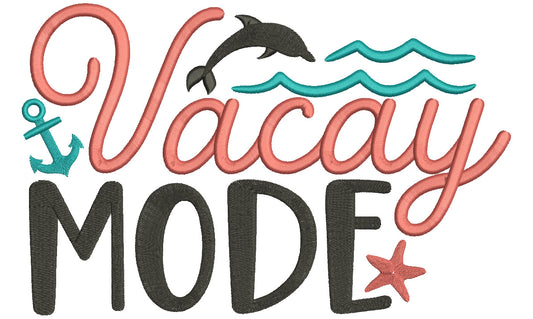 Vacay Mode Anchor And Starfish Filled Machine Embroidery Design Digitized Pattern