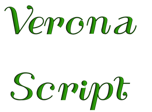 Verona Script Machine Embroidery Font Upper and Lower Case 1 2 3 inches