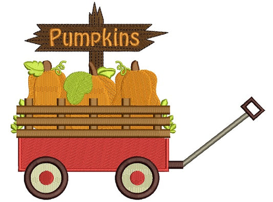 Wagon Full Of Pumpkins Halloween Filled Machine Embroidery Design Digitized Pattern