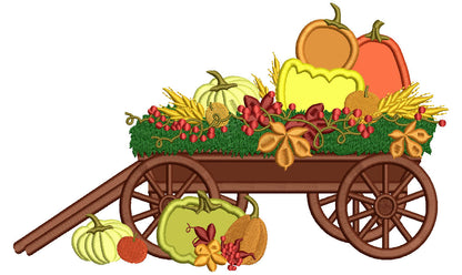 Wagon With Pumpkins Applique Machine Embroidery Design Digitized Pattern