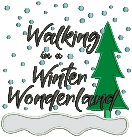 Walking In A Winter Wonderland Christmas Applique Machine Embroidery Design Digitized Pattern