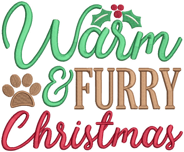 Warm And Furry Christmas Dog Paw Filled Machine Embroidery Design Digitized Pattern