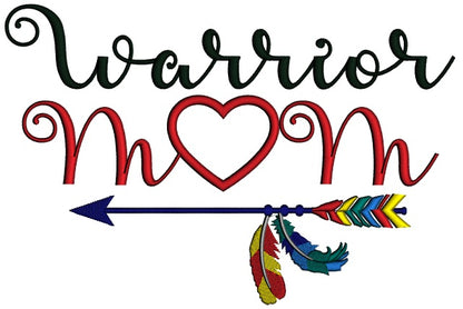 Warrior Mom Autism Awareness Applique Machine Embroidery Design Digitized Pattern