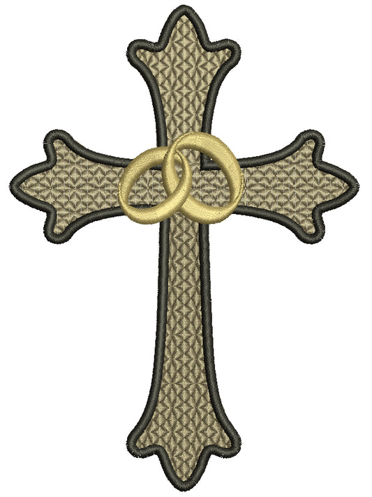 Wedding Cross With Two Bands Filled Machine Embroidery Digitized Design Pattern