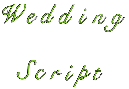 Wedding Satin Script Machine Embroidery Font Upper and Lower Case 1 2 3 inches
