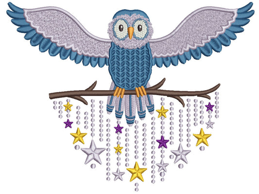Whimsical Owl Filled Machine Embroidery Design Digitized Pattern