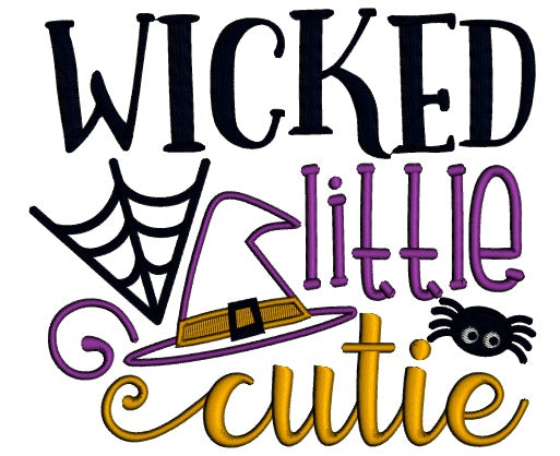 Wicked Little Cutie Witch Hat Halloween Applique Machine Embroidery Design Digitized Pattern