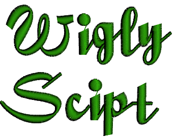 Wigly Font Machine Embroidery Script Upper and Lower Case 1 2 3 inches