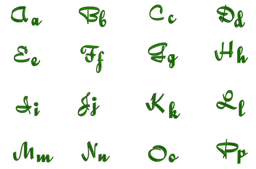 Wigly Font Machine Embroidery Script Upper and Lower Case 1 2 3 inches ...