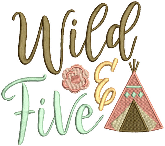 Wild And Five Indian Teepee Camping Filled Machine Embroidery Design Digitized Pattern