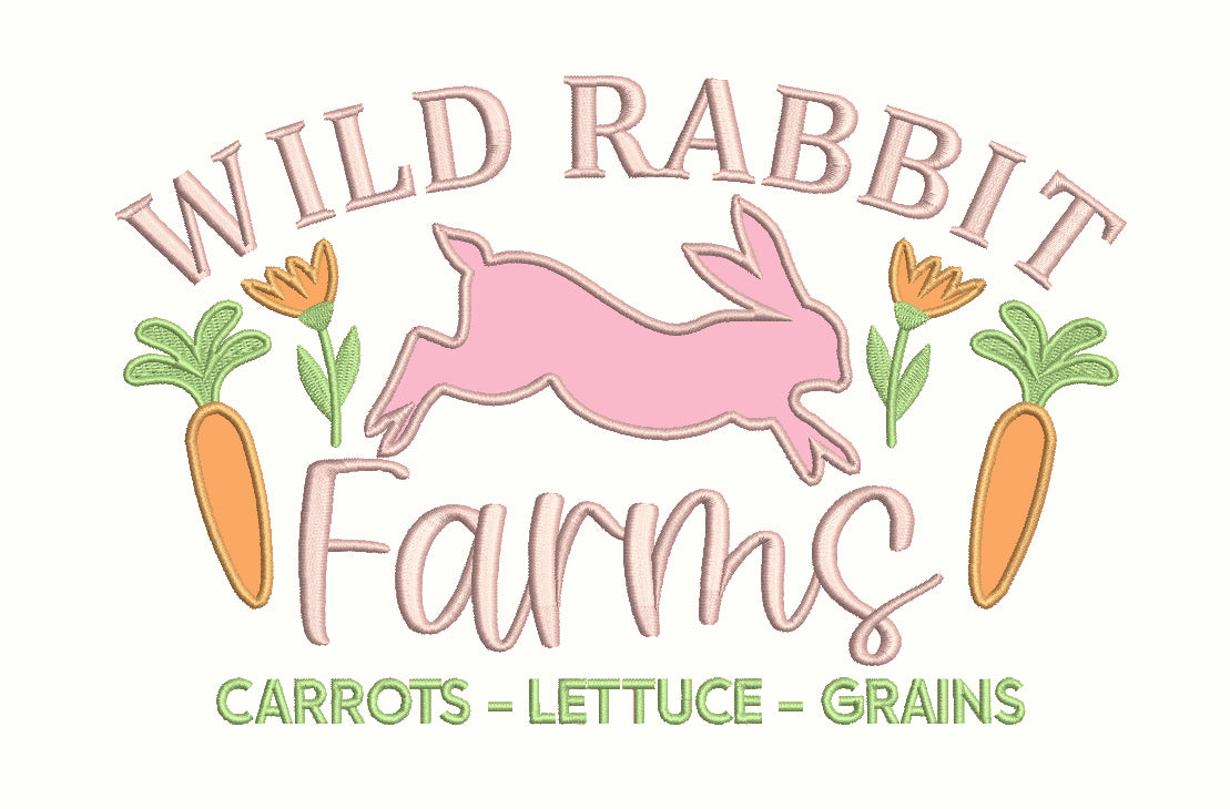 Wild Rabbit Farms Carrots Lettuce Grains Applique Machine Embroidery Design Digitized Pattern
