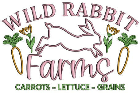 Wild Rabbit Farms Carrots Lettuce Grains Applique Machine Embroidery Design Digitized Pattern