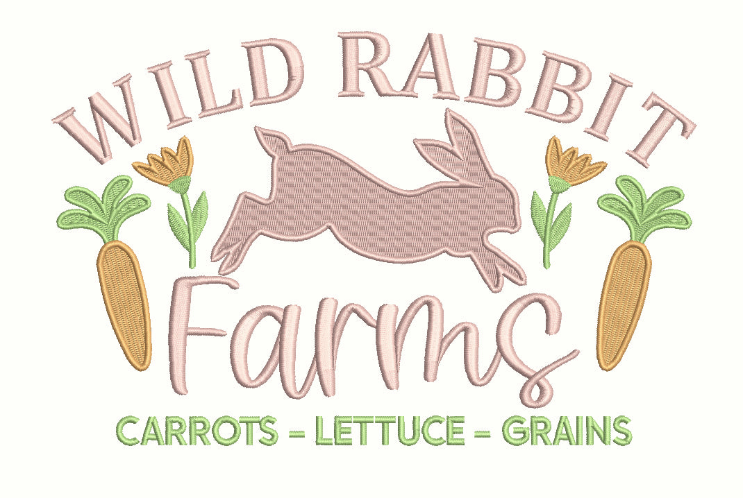 Wild Rabbit Farms Carrots Lettuce Grains Filled Machine Embroidery Design Digitized Pattern