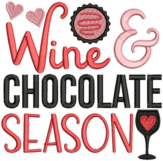Wine Chocolate Season Valentine's Day Filled Machine Embroidery Design Digitized Pattern