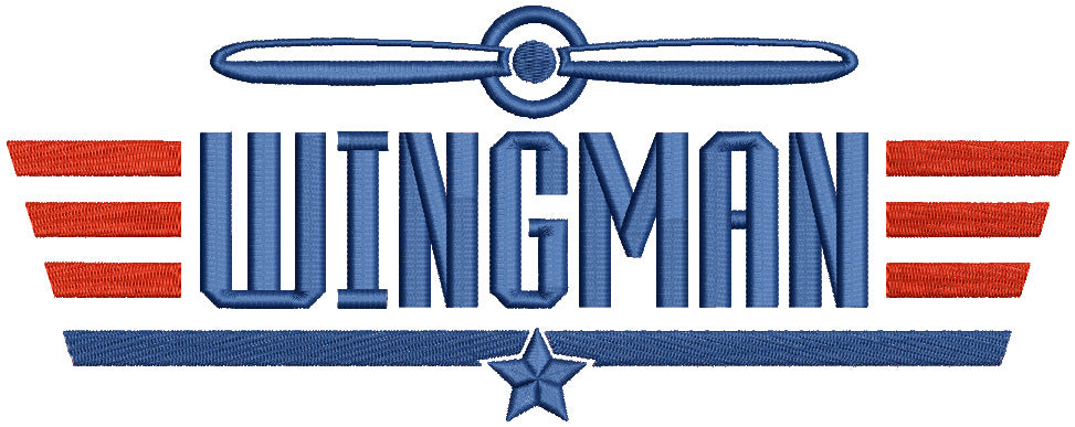 Wingman Filled Airplane Machine Embroidery Design Digitized Pattern