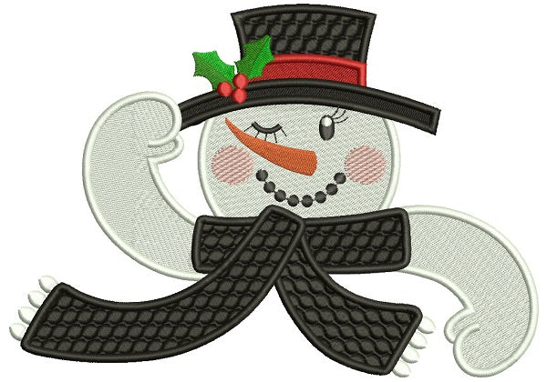Winking Snowman Filled Christmas Machine Embroidery Design Digitized Pattern