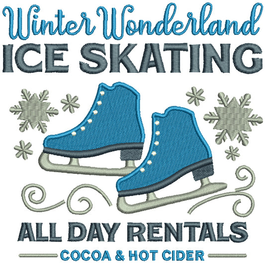 Winter Wonderland Ice Skating All Day Rentals Cocoa And Hot Cider Ice Skates Filled Machine Embroidery Design Digitized Pattern