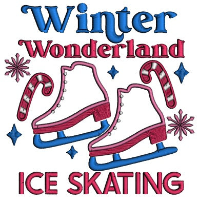 Winter Wonderland Ice Skating Christmas Applique Machine Embroidery Design Digitized Pattern