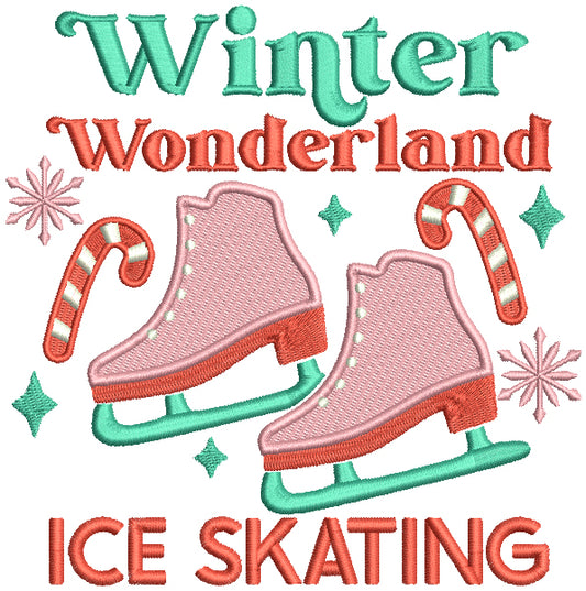 Winter Wonderland Ice Skating Christmas Filled Machine Embroidery Design Digitized Pattern