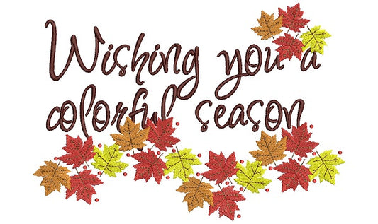 Wishing You Colorful Season Fall Trees Filled Machine Embroidery Digitized Design Pattern