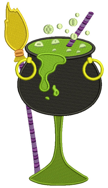 Witch's Boiling Hot Pot Drink Halloween Filled Machine Embroidery Digitized Design Pattern