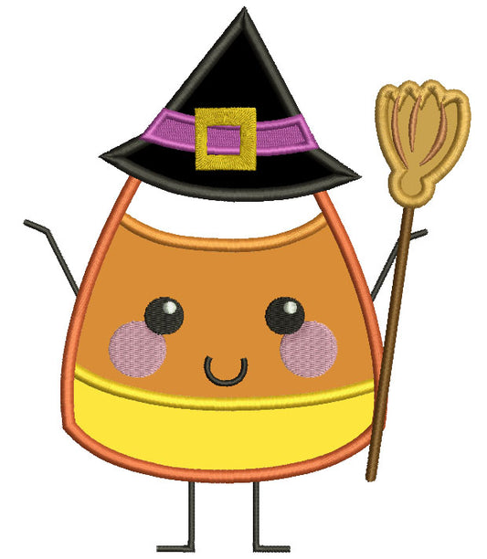 Witch Candy Corn Halloween Applique Machine Embroidery Digitized Design Pattern
