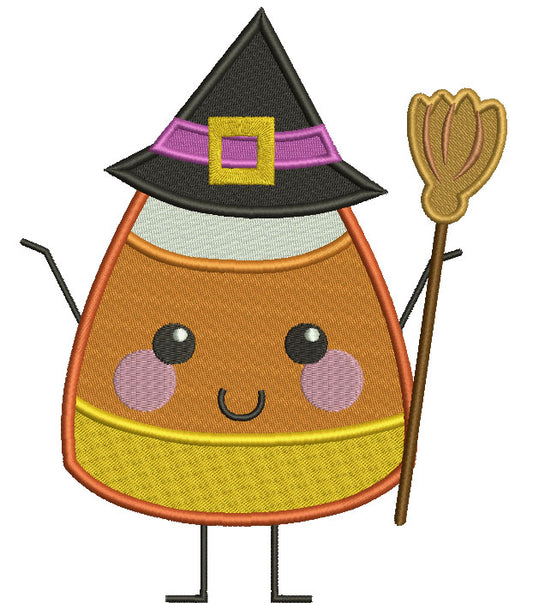 Witch Candy Corn Halloween Filled Machine Embroidery Digitized Design Pattern