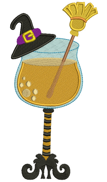 Witch's Favorite Drink Halloween Filled Machine Embroidery Digitized Design Pattern