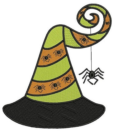 Witch Hat Halloween Filled Machine Embroidery Digitized Design Pattern - Instant Download - 4x4 , 5x7, and 6x10