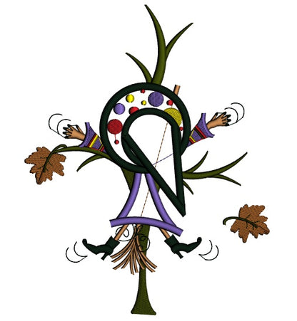 Witch Smacked into a Tree Halloween Applique Machine Embroidery Digitized Design Pattern