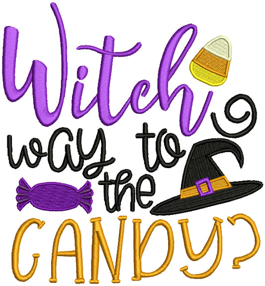 Witch Way Is The Candy Halloween Filled Machine Embroidery Design Digitized Pattern