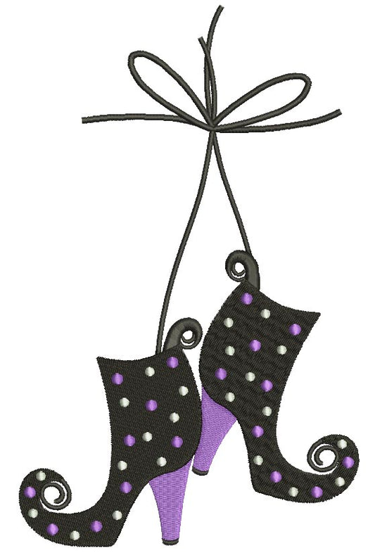 Witch's Boots Halloween Filled Machine Embroidery Design Digitized Pattern