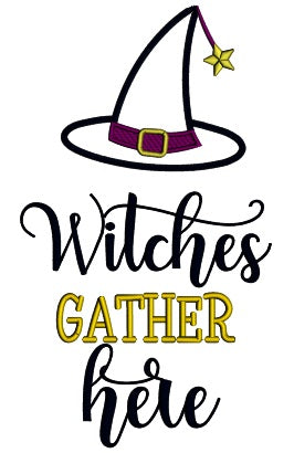 Witches Gather Here Applique Machine Embroidery Design Digitized Pattern