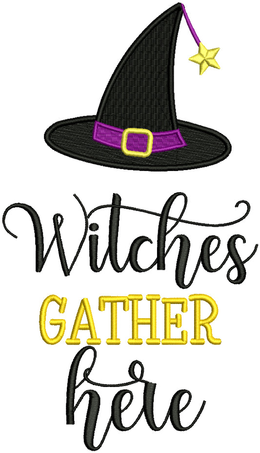 Witches Gather Here Filled Machine Embroidery Design Digitized Pattern