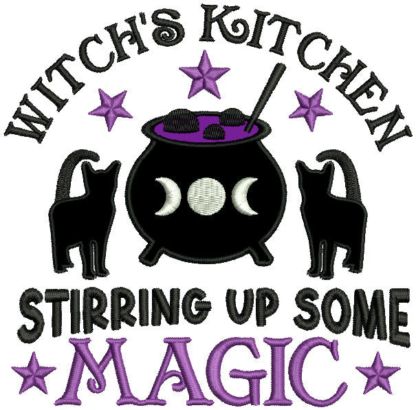 Witch's Kitchen Stirring Up Some Magic Applique Machine Embroidery Design Digitized Pattern