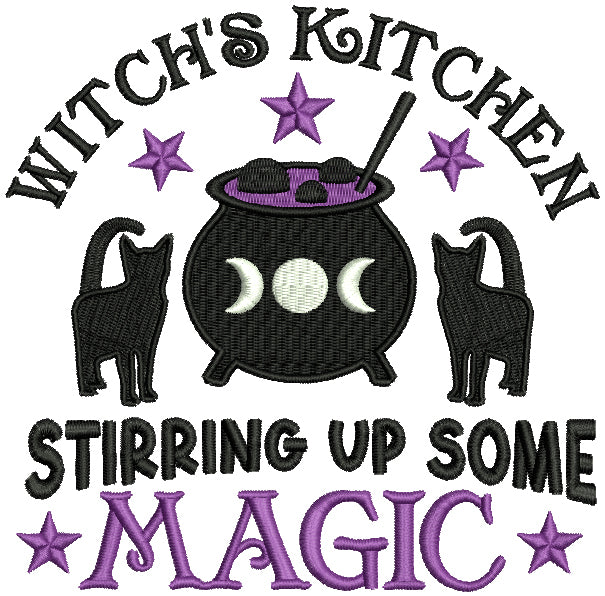 Witch's Kitchen Stirring Up Some Magic Filled Machine Embroidery Design Digitized Pattern